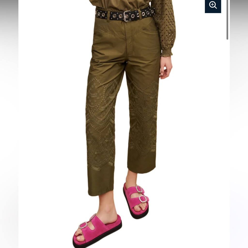 Maje Green Khaki Eyelet Pant